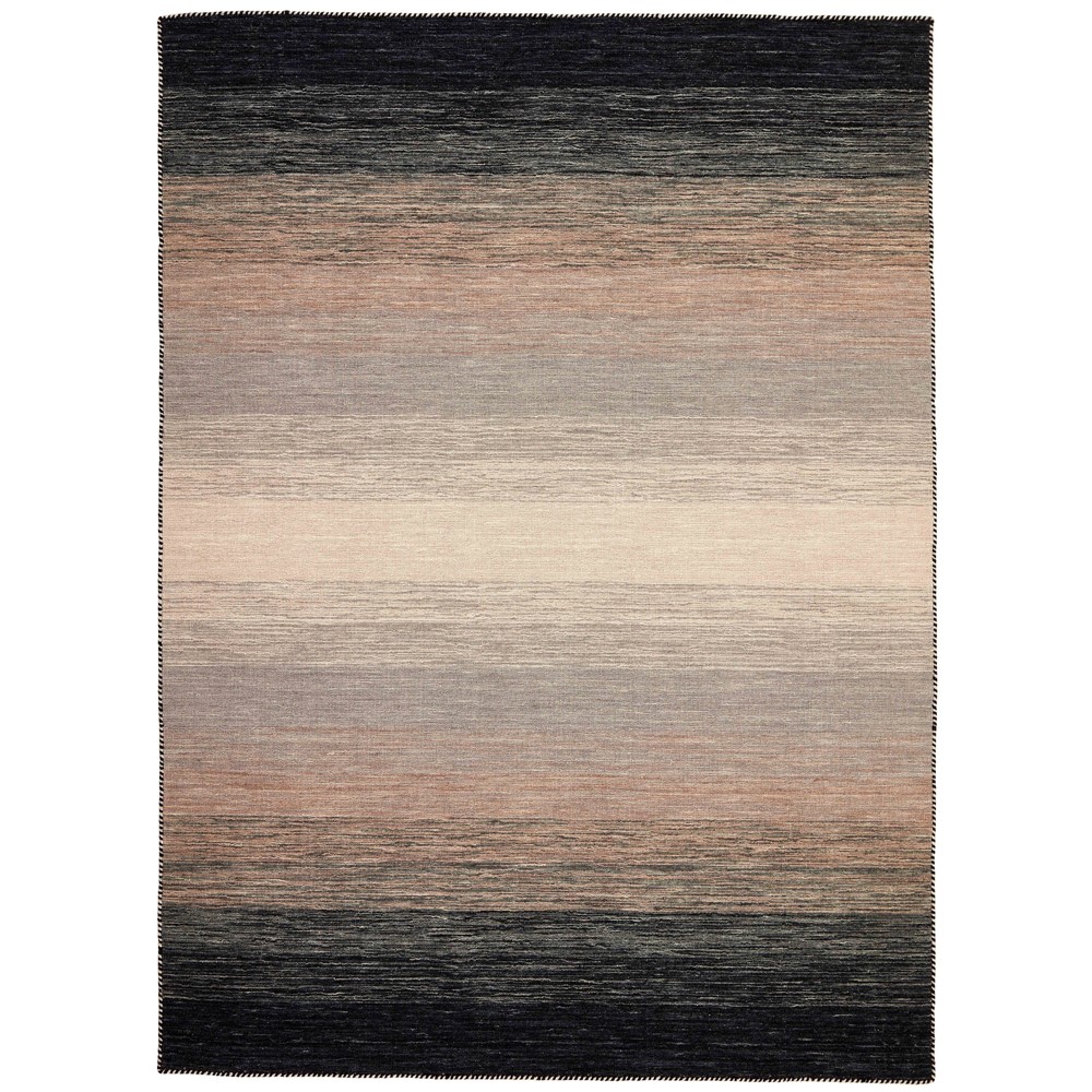 Panorama Kelim Modern Wool Rug HLD180805 in Black Grey